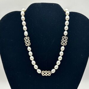 Tiffany & Co Paloma Picasso Freshwater Pearls & Silver Celtic Love Knot Necklace